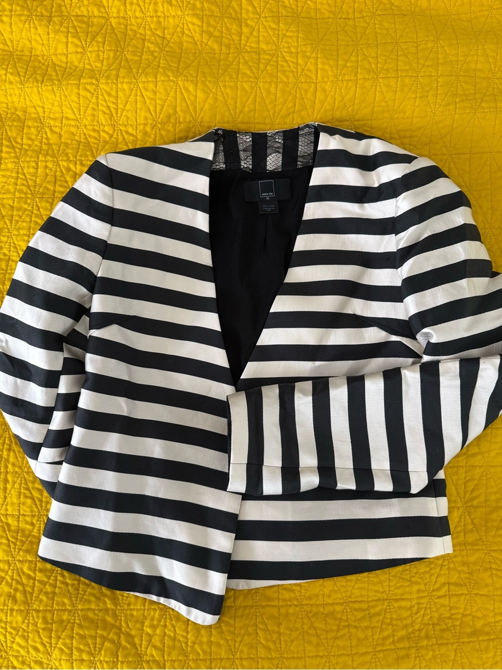 Dolce Vita Black and White Striped Women's Blazer